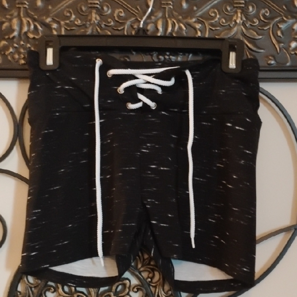 Shosho Black and White Athletic Shorts Relaxed Fit